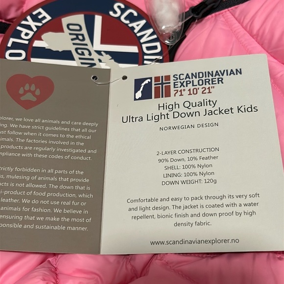Ultra light down kids jacket size 12, pink - Picture 2 of 5